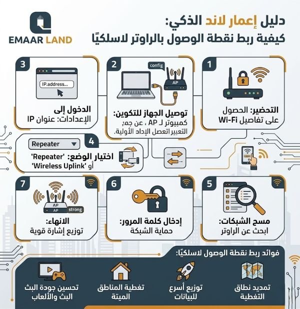 ما هي طريقة ربط Access Point بالراوتر بدون سلك؟